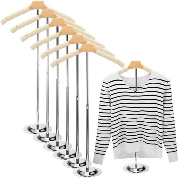 6pcs Flexible Shoulder Stand Adjustable T Shirt Display Beige Coat Hanger Stand